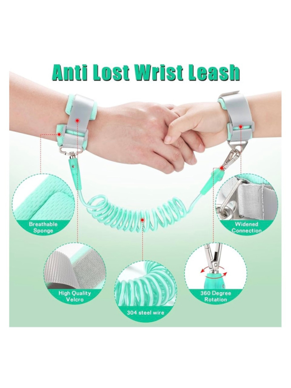 Baby babyplay Teal Gray Anti Lost Wrist Leash NEW